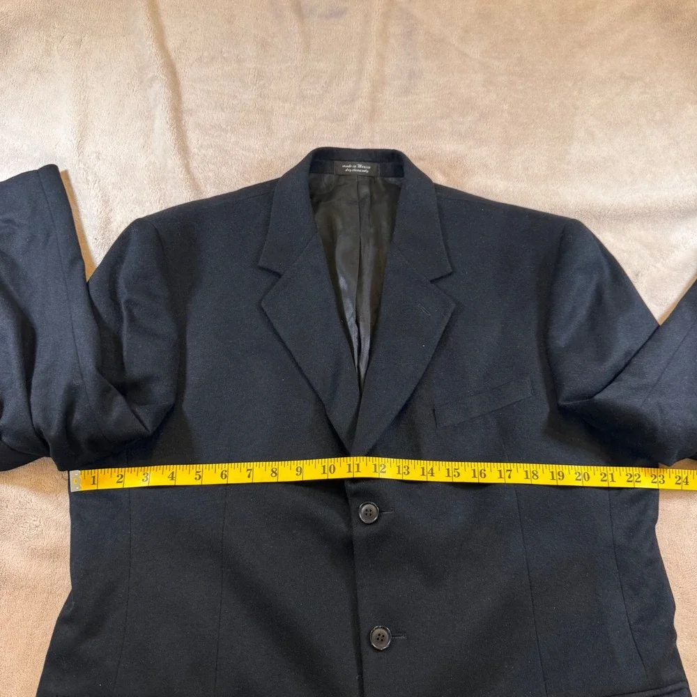 Executive 100% Cashmere Italian Fabric Blazer Jacket Black Sport Coat  SZ 44L